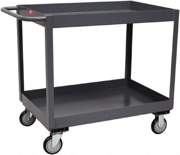 Jamco - 1,200 Lb Capacity, 24" Wide x 36" Long x 35" High Service Cart - 2 Shelf, Steel, Rubber Casters - Exact Tool & Supply