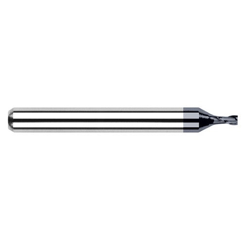 Miniature End Mills - Stub & Standard - 0.0310″ (1/32″) Cutter Diameter × 0.0930″ (3/32″) Length of Cut Carbide Square End Mill, 2 Flutes, AlTiN Coated - Exact Tool & Supply