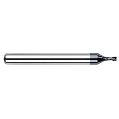 Miniature End Mills - Stub & Standard - 0.0310″ (1/32″) Cutter Diameter × 0.0930″ (3/32″) Length of Cut Carbide Square End Mill, 2 Flutes, AlTiN Coated - Exact Tool & Supply