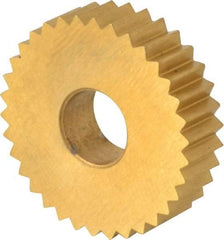 Dorian Tool - 3/4" Diam, 90° Tooth Angle, 14 TPI, Standard (Shape), Form Type Cobalt Straight Knurl Wheel - 0.197" Face Width, 1/4" Hole, Circular Pitch, TiN Finish, Series R - Exact Tool & Supply