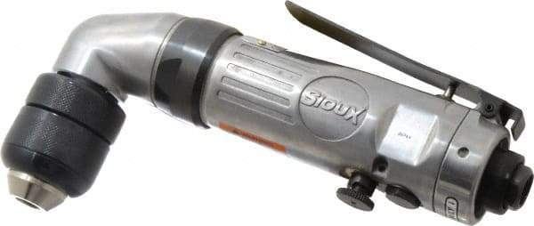 Sioux Tools - 3/8" Reversible Keyless Chuck - Right Angle Handle, 1,200 RPM, 10 CFM, 0.33 hp - Exact Tool & Supply