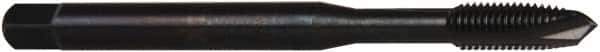 OSG - 1/4-28 UNF, 3 Flute, Oxide Finish, Vanadium High Speed Steel Spiral Point Tap - Plug Chamfer, Right Hand Thread, 80mm OAL, 1" Thread Length, 0.255" Shank Diam, 2B Class of Fit, Series 253 - Exact Tool & Supply
