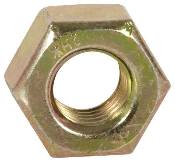 Value Collection - 1-8 UNC Steel Right Hand Heavy Hex Nut - 1-5/8" Across Flats, 63/64" High, Zinc Yellow Dichromate Finish - Exact Tool & Supply