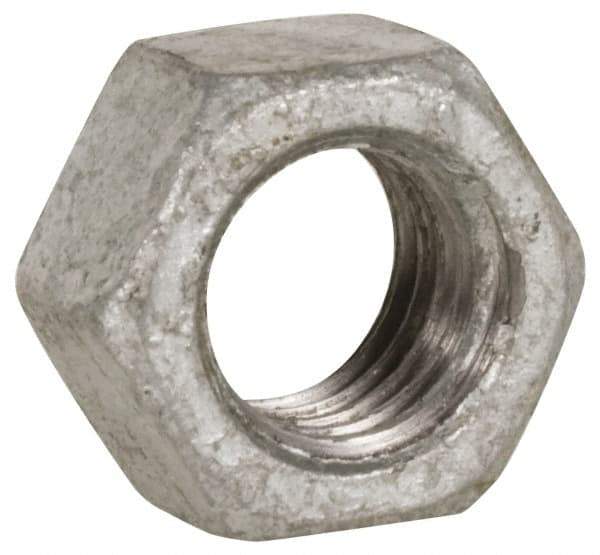 Value Collection - 1/2-13 UNC Steel Right Hand Heavy Hex Nut - 7/8" Across Flats, 31/64" High, Hot Dipped Galvanized Finish - Exact Tool & Supply