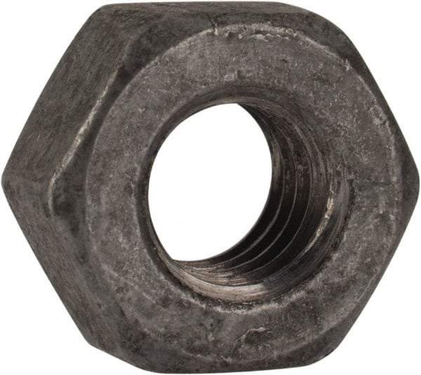 Value Collection - 5/16-18 UNC Steel Right Hand Heavy Hex Nut - 9/16" Across Flats, 19/64" High, Hot Dipped Galvanized Finish - Exact Tool & Supply