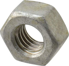 Value Collection - 3/8-16 UNC Steel Right Hand Heavy Hex Nut - 11/16" Across Flats, 23/64" High, Hot Dipped Galvanized Finish - Exact Tool & Supply