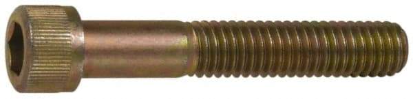 Made in USA - 3/8-16 UNC Hex Socket Drive, Socket Cap Screw - Grade 4037 Alloy Steel, Yellow Cadmium-Plated Finish, Fully Threaded, 1-1/2" Length Under Head - Exact Tool & Supply