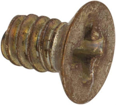 Made in USA - #4-40 UNC, 3/16" OAL Phillips Drive Machine Screw - Flat Head, Grade 3 Steel, Yellow Cadmium-Plated Finish, Without Washer - Exact Tool & Supply