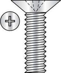 Made in USA - #4-40 UNC, 1/4" OAL Phillips Drive Machine Screw - Flat Head, Grade 3 Steel, Yellow Cadmium-Plated Finish, Without Washer - Exact Tool & Supply
