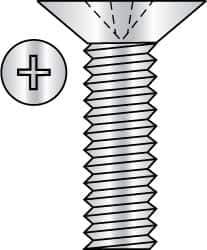 Made in USA - #4-40 UNC, 1-1/2" OAL Phillips Drive Machine Screw - Flat Head, Grade 3 Steel, Yellow Cadmium-Plated Finish, Without Washer - Exact Tool & Supply