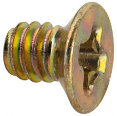 Made in USA - #2-56 UNC, 1/8" OAL Phillips Drive Machine Screw - Flat Head, Grade 3 Steel, Yellow Cadmium-Plated Finish, Without Washer - Exact Tool & Supply