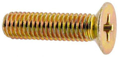Made in USA - #10-32 UNF, 3/4" OAL Phillips Drive Machine Screw - Flat Head, Grade 3 Steel, Yellow Cadmium-Plated Finish, Without Washer - Exact Tool & Supply