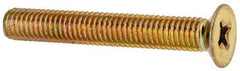 Made in USA - #10-32 UNF, 1-3/8" OAL Phillips Drive Machine Screw - Flat Head, Grade 3 Steel, Yellow Cadmium-Plated Finish, Without Washer - Exact Tool & Supply