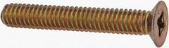 Made in USA - #8-32 UNC, 1-3/16" OAL Phillips Drive Machine Screw - Flat Head, Grade 3 Steel, Yellow Cadmium-Plated Finish, Without Washer - Exact Tool & Supply