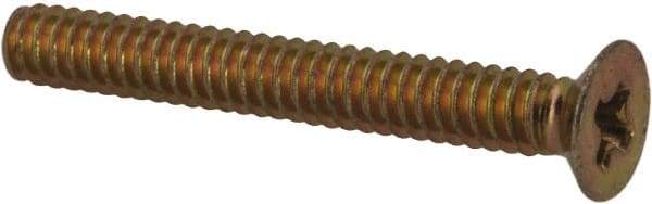 Made in USA - #4-40 UNC, 7/8" OAL Phillips Drive Machine Screw - Flat Head, Grade 3 Steel, Yellow Cadmium-Plated Finish, Without Washer - Exact Tool & Supply