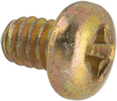 Made in USA - #2-56 UNC, 1/8" Length Under Head Phillips Drive Machine Screw - Pan Head, Grade 3 Steel, Yellow Cadmium-Plated Finish, Without Washer - Exact Tool & Supply