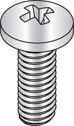 Made in USA - #6-32 UNC, 1/4" Length Under Head Phillips Drive Machine Screw - Pan Head, Grade 3 Steel, Yellow Cadmium-Plated Finish, Without Washer - Exact Tool & Supply