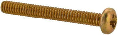 Made in USA - #2-56 UNC, 3/4" Length Under Head Phillips Drive Machine Screw - Pan Head, Grade 3 Steel, Yellow Cadmium-Plated Finish, Without Washer - Exact Tool & Supply