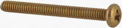 Made in USA - #2-56 UNC, 7/8" Length Under Head Phillips Drive Machine Screw - Pan Head, Grade 3 Steel, Yellow Cadmium-Plated Finish, Without Washer - Exact Tool & Supply