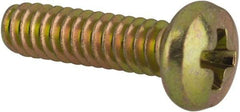 Made in USA - #4-40 UNC, 7/16" Length Under Head Phillips Drive Machine Screw - Pan Head, Grade 3 Steel, Yellow Cadmium-Plated Finish, Without Washer - Exact Tool & Supply