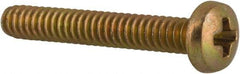 Made in USA - #4-40 UNC, 3/4" Length Under Head Phillips Drive Machine Screw - Pan Head, Grade 3 Steel, Yellow Cadmium-Plated Finish, Without Washer - Exact Tool & Supply