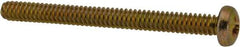 Made in USA - #4-40 UNC, 1-1/4" Length Under Head Phillips Drive Machine Screw - Pan Head, Grade 3 Steel, Yellow Cadmium-Plated Finish, Without Washer - Exact Tool & Supply