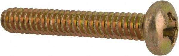 Made in USA - #6-32 UNC, 7/8" Length Under Head Phillips Drive Machine Screw - Pan Head, Grade 3 Steel, Yellow Cadmium-Plated Finish, Without Washer - Exact Tool & Supply