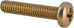 Made in USA - #8-32 UNC, 7/8" Length Under Head Phillips Drive Machine Screw - Pan Head, Grade 3 Steel, Yellow Cadmium-Plated Finish, Without Washer - Exact Tool & Supply
