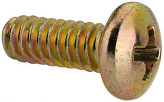 Made in USA - #10-24 UNC, 1/2" Length Under Head Phillips Drive Machine Screw - Pan Head, Grade 3 Steel, Yellow Cadmium-Plated Finish, Without Washer - Exact Tool & Supply