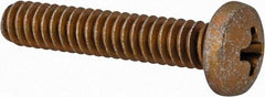 Made in USA - #10-24 UNC, 1" Length Under Head Phillips Drive Machine Screw - Pan Head, Grade 3 Steel, Yellow Cadmium-Plated Finish, Without Washer - Exact Tool & Supply