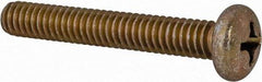 Made in USA - 1/4-20 UNC, 1-3/4" Length Under Head Phillips Drive Machine Screw - Pan Head, Grade 3 Steel, Yellow Cadmium-Plated Finish, Without Washer - Exact Tool & Supply