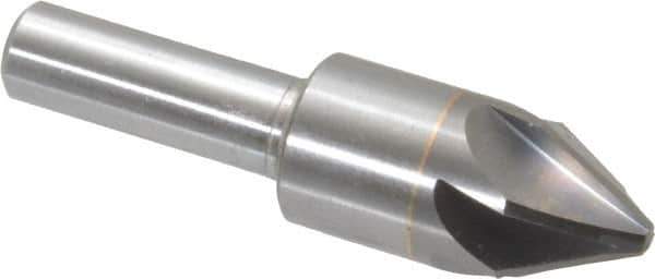 M.A. Ford - 5/8" Head Diam, 3/8" Shank Diam, 6 Flute 60° Solid Carbide Countersink - Bright Finish, 2-3/8" OAL, 0.18" Nose Diam, Single End, Straight Shank, Right Hand Cut - Exact Tool & Supply
