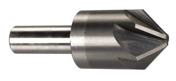 M.A. Ford - 1" Head Diam, 1/2" Shank Diam, 6 Flute 100° Solid Carbide Countersink - Bright Finish, 2-3/4" OAL, 1/4" Nose Diam, Single End, Straight Shank, Right Hand Cut - Exact Tool & Supply