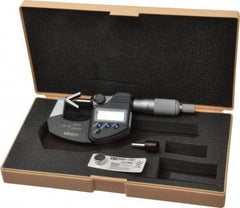 Mitutoyo - 0.05 to 0.6 Inch Measurement, Accuracy Up to 4 micro m, 3 Flutes Measured, Ratchet Stop Thimble, Electronic V Anvil Micrometer - 0.0001 Inch Resolution, Carbide, Data Output, SR44 Battery - Exact Tool & Supply