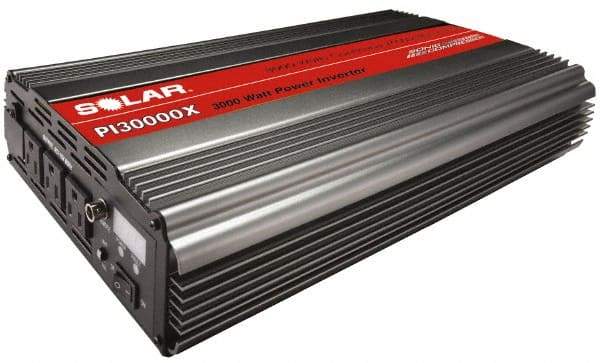 Solar - 3 Connection, 12 VDC Input, 120 VAC Output, 6,000 Peak Wattage, Power Inverter - 3,000 Watt Continuous Output Power - Exact Tool & Supply