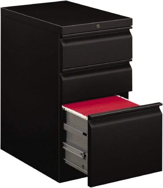 Hon - 15" Wide x 28" High x 22-7/8" Deep, 3 Drawer Pedestal - Steel, Black - Exact Tool & Supply