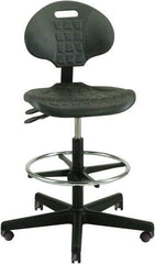 Bevco - 22 to 32" High Adjustable Height Swivel Stool - 27" Wide x 27" Deep, Polyurethane Seat, Black - Exact Tool & Supply