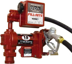 Tuthill - 15 GPM, 3/4" Hose Diam, DC Tank Pump with Manual Nozzle & 807C Meter - 1" Inlet, 3/4" Outlet, 12 Volts, 12' Hose Length, 1/4 hp - Exact Tool & Supply