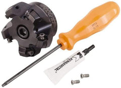 Kennametal - 5 Inserts, 2.517" Cutter Diam, 0.065" Max Depth of Cut, Indexable High-Feed Face Mill - 3/4" Arbor Hole Diam, 1.575" High, KSHR Toolholder, HNGJ 0905.. Inserts, Series Dodeka Mini High-Feed - Exact Tool & Supply