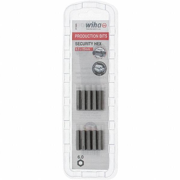Wiha - 6mm Hex Screwdriver Bit - 1/4" Drive, 1" OAL - Exact Tool & Supply