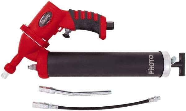 Proto - 3,600 Max psi, Air-Operated Grease Gun - 14 oz Capacity, 1/8 Thread Outlet, 3-Way, Bulk, Cartridge & Filler Pump - Exact Tool & Supply