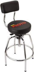 Proto - 14 Inch Wide x 3 Inch Deep x 44 Inch High, Circular Base, Heavy Duty Shop Stool - Vinyl Seat, Metal and Black - Exact Tool & Supply