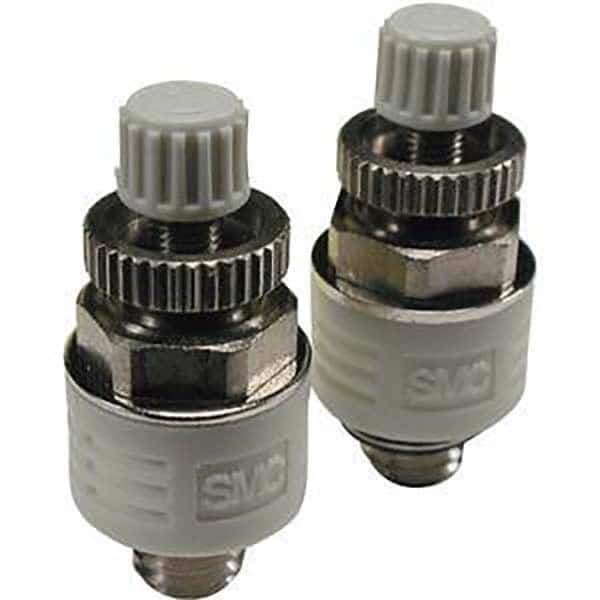 SMC PNEUMATICS - Speed & Flow Control Valves Valve Type: Metering Valve with Silencer Male Thread Size: 10-32 UNF - Exact Tool & Supply