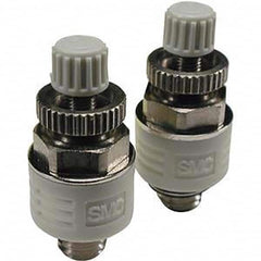 SMC PNEUMATICS - Speed & Flow Control Valves Valve Type: Metering Valve with Silencer Male Thread Size: 10-32 UNF - Exact Tool & Supply