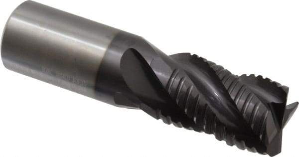 Guhring - 1" Diam, Coarse Pitch, 1-1/2" LOC, 4 Flute Solid Carbide Roughing Square End Mill - Nano-A Finish, 4" OAL, 1" Shank Diam, Single End, Centercutting - Exact Tool & Supply