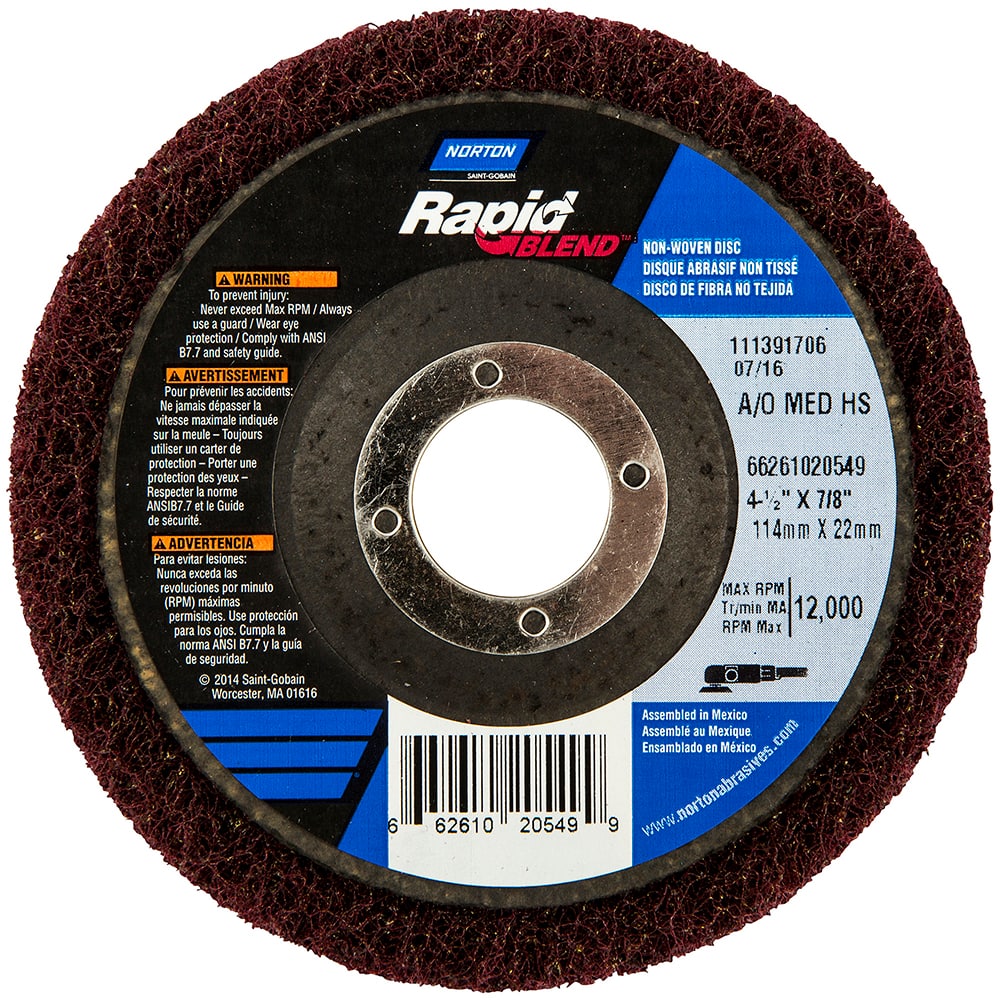 Norton - 4-1/2" Diam, Medium Grade, Aluminum Oxide Deburring Disc - Exact Tool & Supply