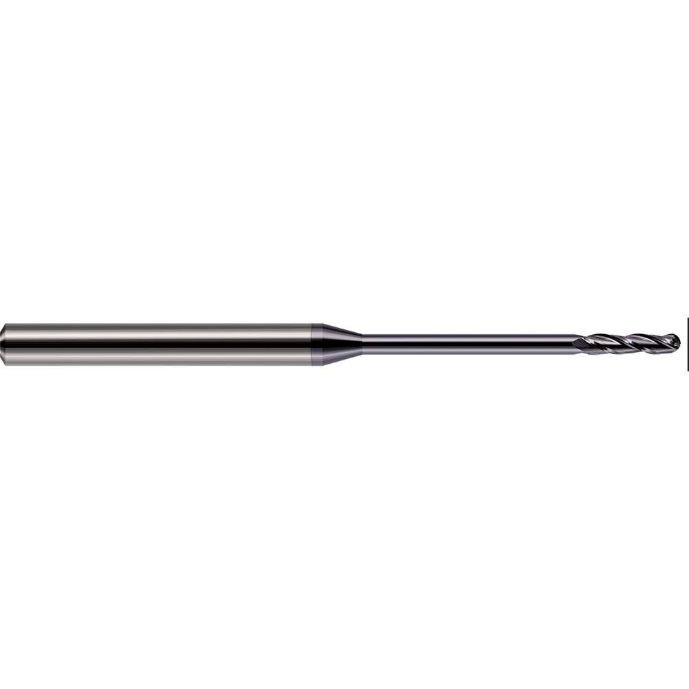 Harvey Tool - Ball End Mills; Mill Diameter (Decimal Inch): 0.0650 ; Number of Flutes: 3 ; Length of Cut (Inch): 1/2 ; Length of Cut (Decimal Inch): 0.5000 ; Material: Solid Carbide ; Overall Length (Inch): 2-1/2 - Exact Tool & Supply