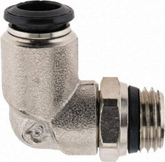 Alpha Technologies - 8mm Outside Diam, 1/4 Universal, Nickel Plated Brass Push-to-Connect Tube Male Swivel Elbow - 250 Max psi, Tube to Universal Thread Connection, Buna O-Ring - Exact Tool & Supply