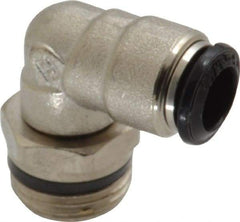 Alpha Technologies - 8mm Outside Diam, 3/8 Universal, Nickel Plated Brass Push-to-Connect Tube Male Swivel Elbow - 250 Max psi, Tube to Universal Thread Connection, Buna O-Ring - Exact Tool & Supply