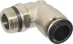Alpha Technologies - 10mm Outside Diam, 3/8 Universal, Nickel Plated Brass Push-to-Connect Tube Male Swivel Elbow - 250 Max psi, Tube to Universal Thread Connection, Buna O-Ring - Exact Tool & Supply